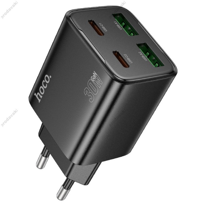 Мережевий зарядний пристрій HOCO N56 Fundador four-port charger 30W Black