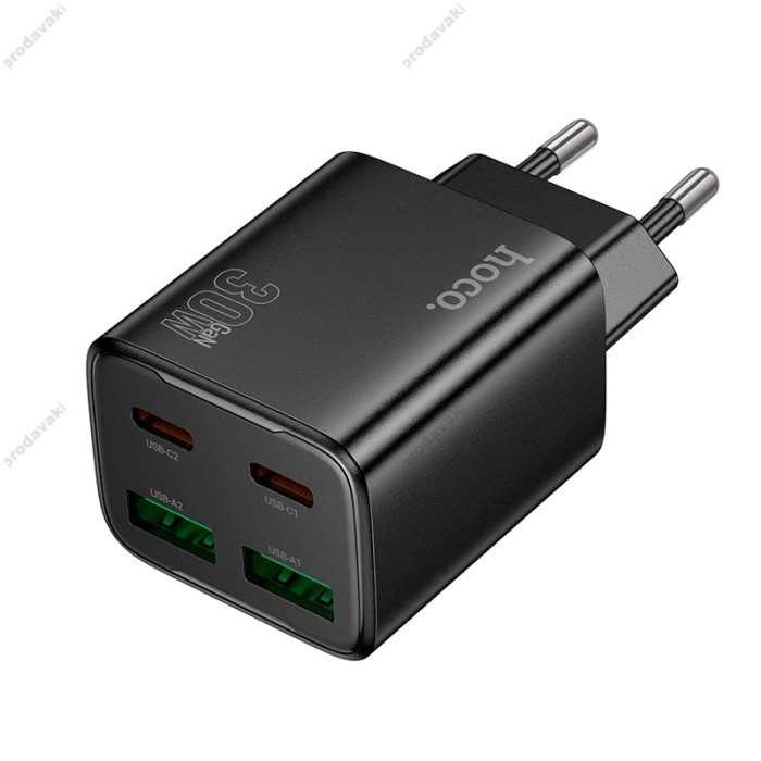 Мережевий зарядний пристрій HOCO N56 Fundador four-port charger Type-C cable 30W Black