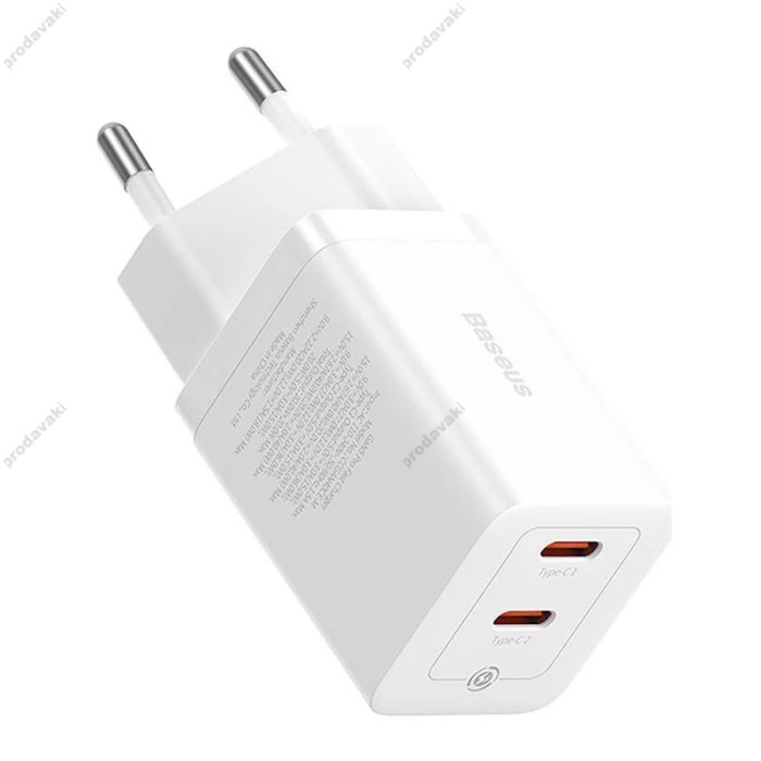 Мережевий зарядний пристрій Baseus GaN5 Pro Fast Charger C+C 40W White CCGP180102