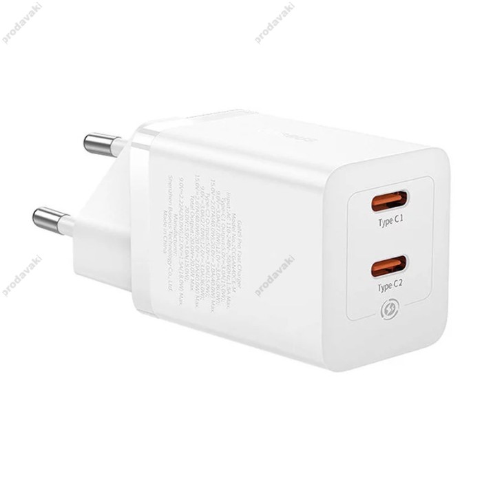 Мережевий зарядний пристрій Baseus GaN5 Pro Fast Charger C+C 40W White CCGP180102