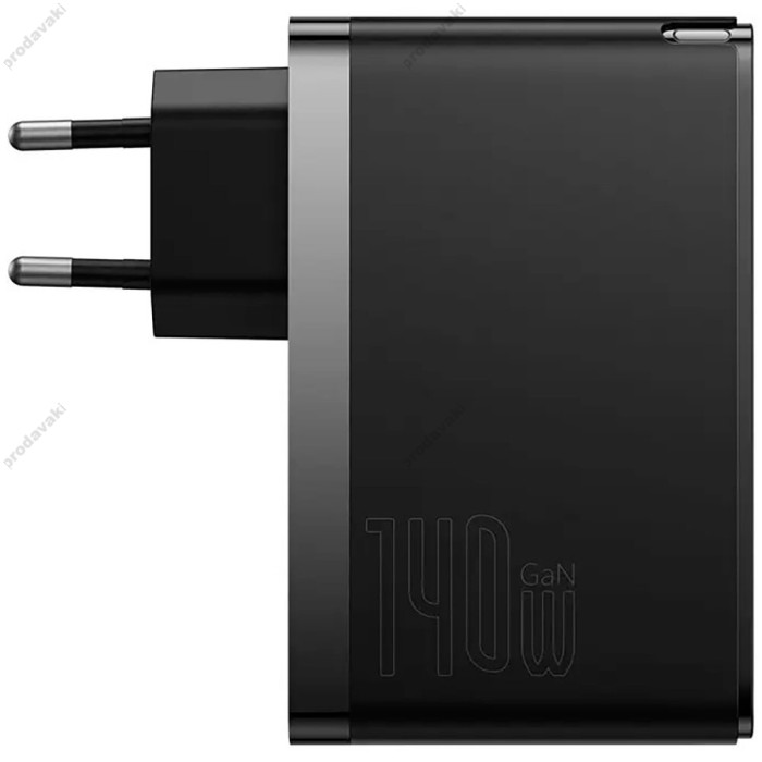 Мережевий зарядний пристрій Baseus GaN5 Pro Fast Charger 2C+U Type-C cable 140W Black CCGP100201