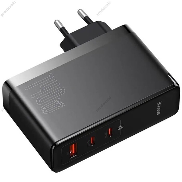 Мережевий зарядний пристрій Baseus GaN5 Pro Fast Charger 2C+U Type-C cable 140W Black CCGP100201