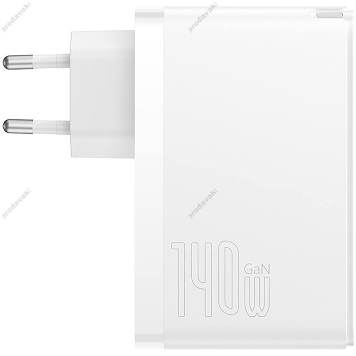 Мережевий зарядний пристрій Baseus GaN5 Pro Fast Charger 2C+U Type-C cable 140W White CCGP100202