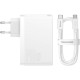 Мережевий зарядний пристрій Baseus GaN5 Pro Fast Charger 2C+U Type-C cable 140W White CCGP100202