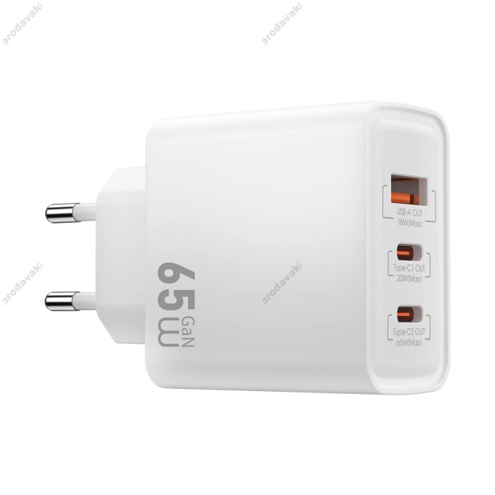 Мережевий зарядний пристрій WIWU Wi-G005 Essen GaN Fast Charger 65W White