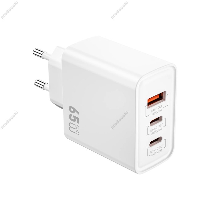 Мережевий зарядний пристрій WIWU Wi-G005 Essen GaN Fast Charger 65W White