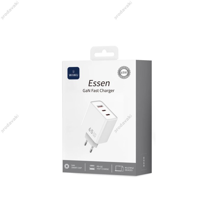 Мережевий зарядний пристрій WIWU Wi-G005 Essen GaN Fast Charger 65W White