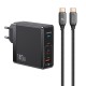 Мережевий зарядний пристрій USAMS T52 US-CC168  Fast Charger Kit GaN Type-C cable 140W Black