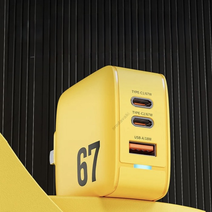 Мережевий зарядний пристрій Veron TC-67 GaN 67W Yellow