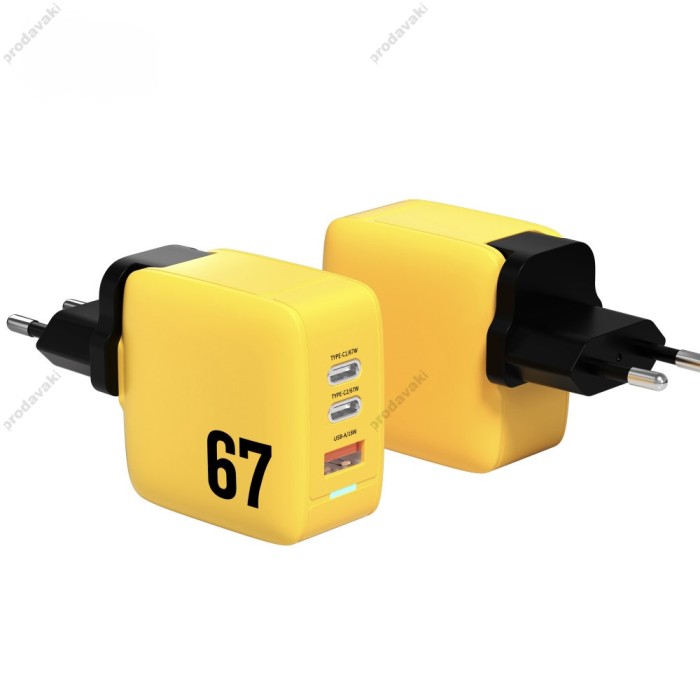 Мережевий зарядний пристрій Veron TC-67 GaN 67W Yellow