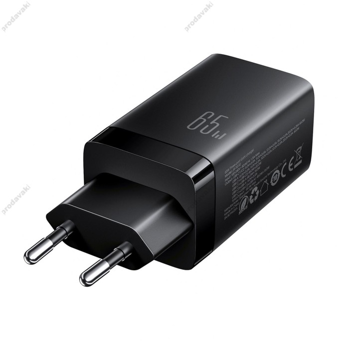 Мережевий зарядний пристрій JoyRoom JR-TG10 GaN Three-Port Type-C cable 65W Black