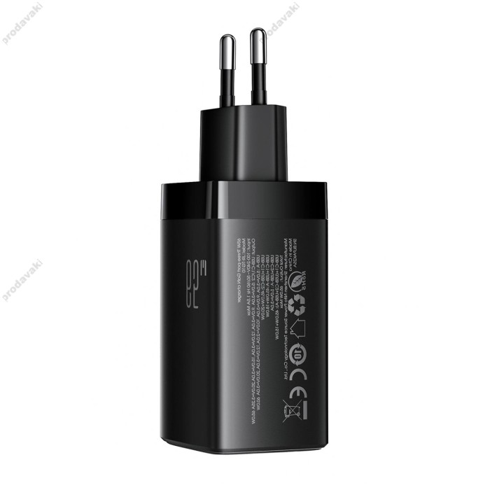 Мережевий зарядний пристрій JoyRoom JR-TG10 GaN Three-Port Type-C cable 65W Black