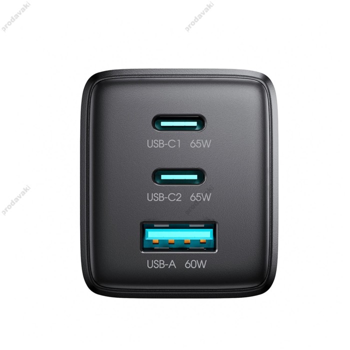 Мережевий зарядний пристрій JoyRoom JR-TG10 GaN Three-Port Type-C cable 65W Black