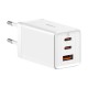 Мережевий зарядний пристрій Baseus GaN5 Pro Fast Charger 2C+U Type-C cable 65W White CCGP120202