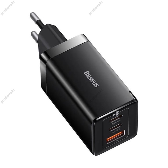 Мережевий зарядний пристрій Baseus GaN5 Pro Fast Charger 2C+U Type-C cable 65W White CCGP120201