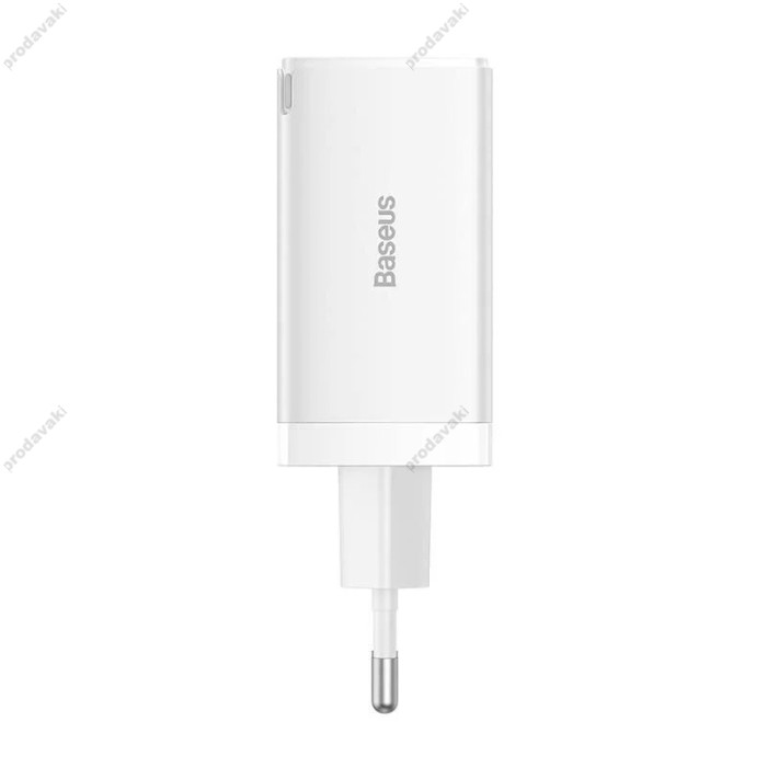 Мережевий зарядний пристрій Baseus GaN5 Pro Fast Charger 2C+U Type-C cable 65W White CCGP120202