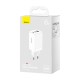 Мережевий зарядний пристрій Baseus GaN5 Pro Fast Charger 2C+U Type-C cable 65W White CCGP120202