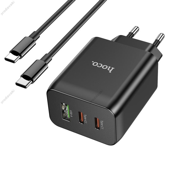 Мережевий зарядний пристрій HOCO N18 Phenomenon charger Type-C cable 65W Black