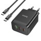 Мережевий зарядний пристрій HOCO N18 Phenomenon charger Type-C cable 65W Black