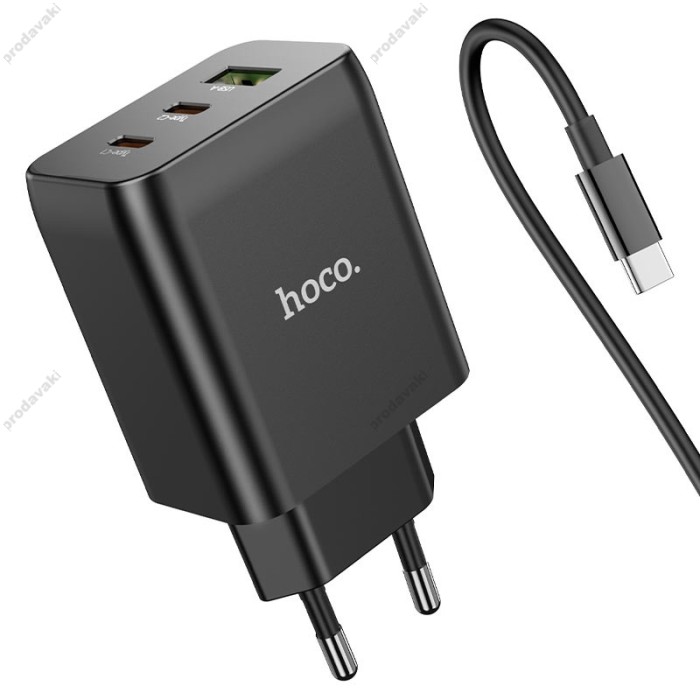 Мережевий зарядний пристрій HOCO N18 Phenomenon charger Type-C cable 65W Black