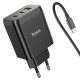 Мережевий зарядний пристрій HOCO N18 Phenomenon charger Type-C cable 65W Black