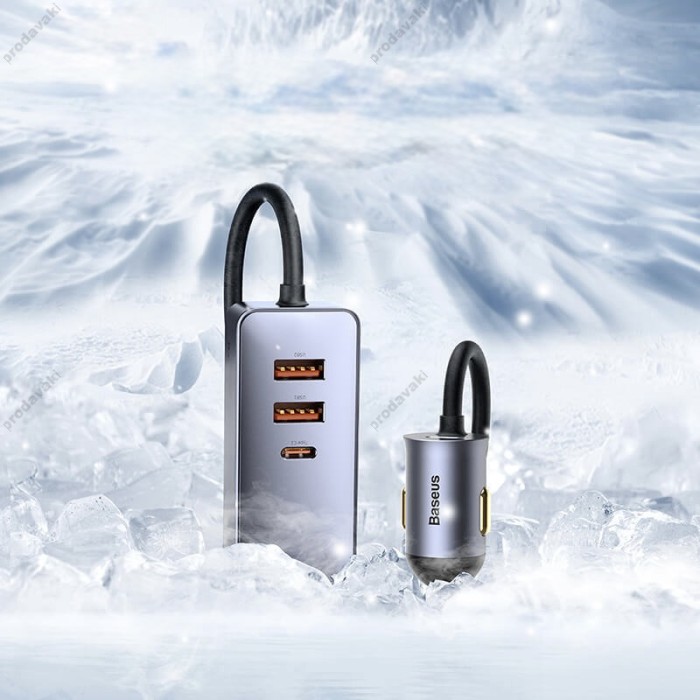 Автомобільний зарядний пристрій Baseus Share Together PPS multi-port Fast charging car 120W 2U+2C Grey CCBT-A0G