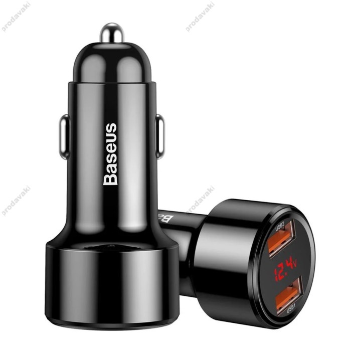 Автомобільний зарядний пристрій BASEUS Magic Series Dual USB QC with digital display Black CCMLC20A-01