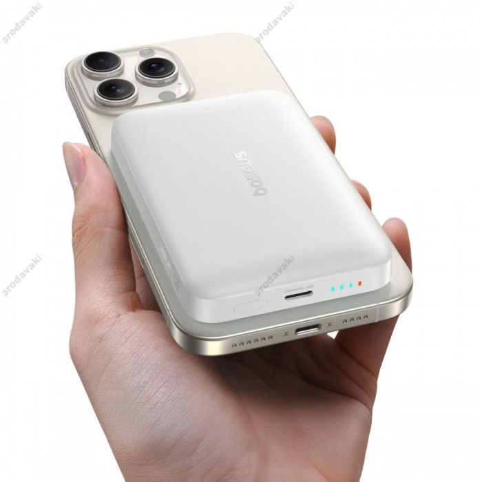 Повербанк портативний акумулятор Power bank Baseus EnerFill FM11 Ultra-Mini Magnetic 22.5W 10000 mAh White P1008210E213-00