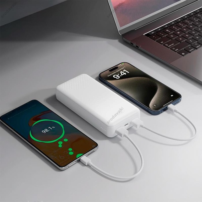 Повербанк портативний акумулятор Power bank XO PB313 Light display 20000 mAh White