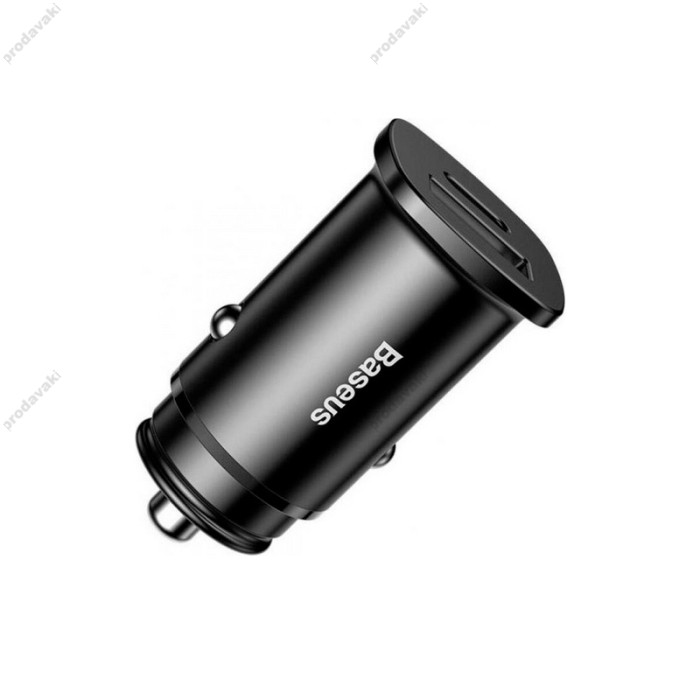 Автомобільний зарядний пристрій Baseus Square Metal PD 3.0 QC USB + Type-C 30W Black CCALL-AS01