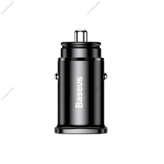 Автомобільний зарядний пристрій Baseus Square Metal PD 3.0 QC USB + Type-C 30W Black CCALL-AS01