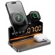 Беспровідний зарядний пристрій HOCO DWQ03 4-in-1 бездротовий charger with alarm clock 15W Black