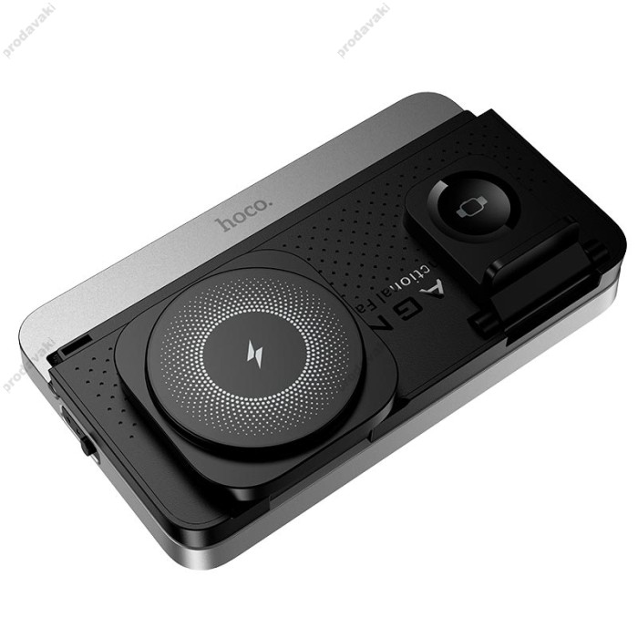 Беспровідний зарядний пристрій HOCO DWQ03 4-in-1 бездротовий charger with alarm clock 15W Black
