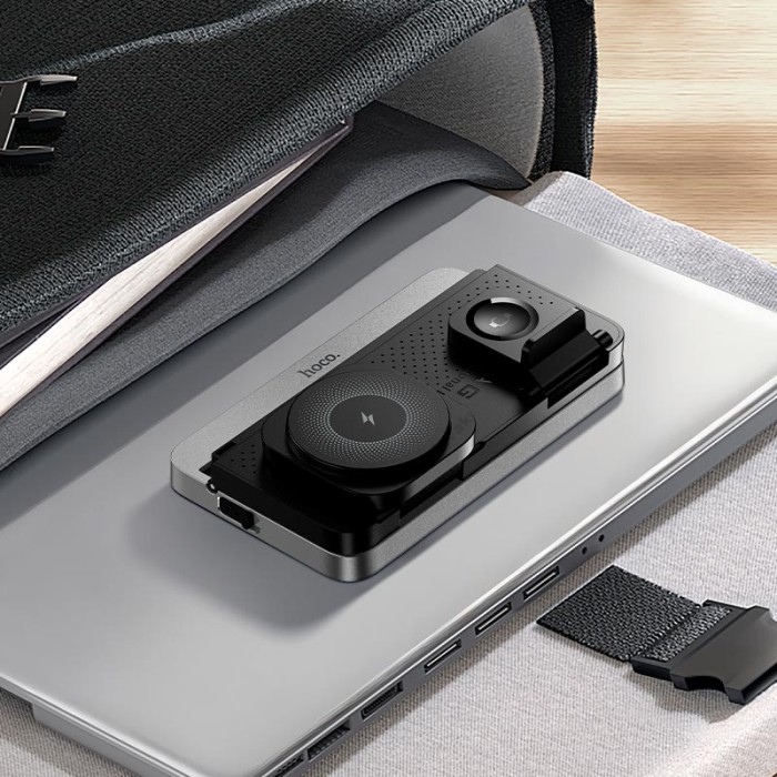 Беспровідний зарядний пристрій HOCO DWQ03 4-in-1 бездротовий charger with alarm clock 15W Black