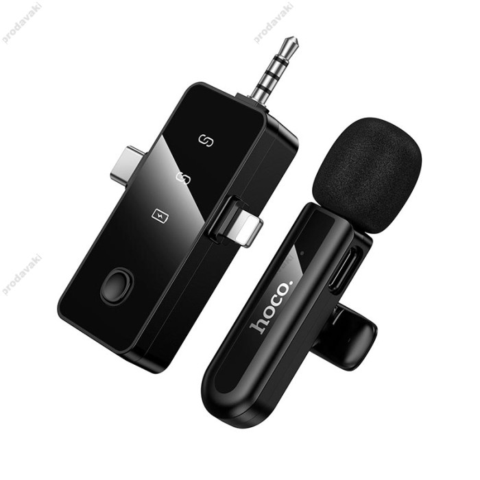 Бездротовий мікрофон Hoco L20B Fair Wireless Microphone Lightning / Type-C / 3.5mm Black