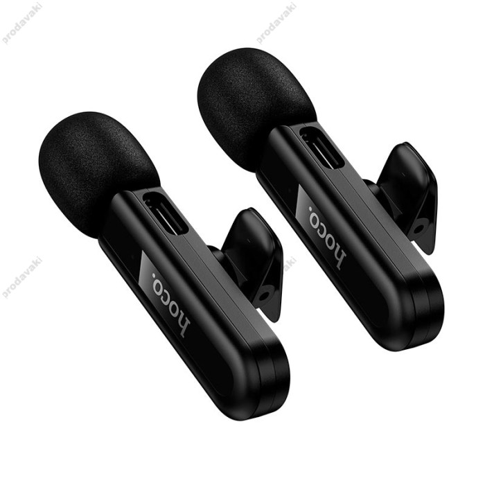 Бездротовий мікрофон Hoco L20C Fair dual-mic wireless microphone Lightning / Type-C / 3.5mm Black