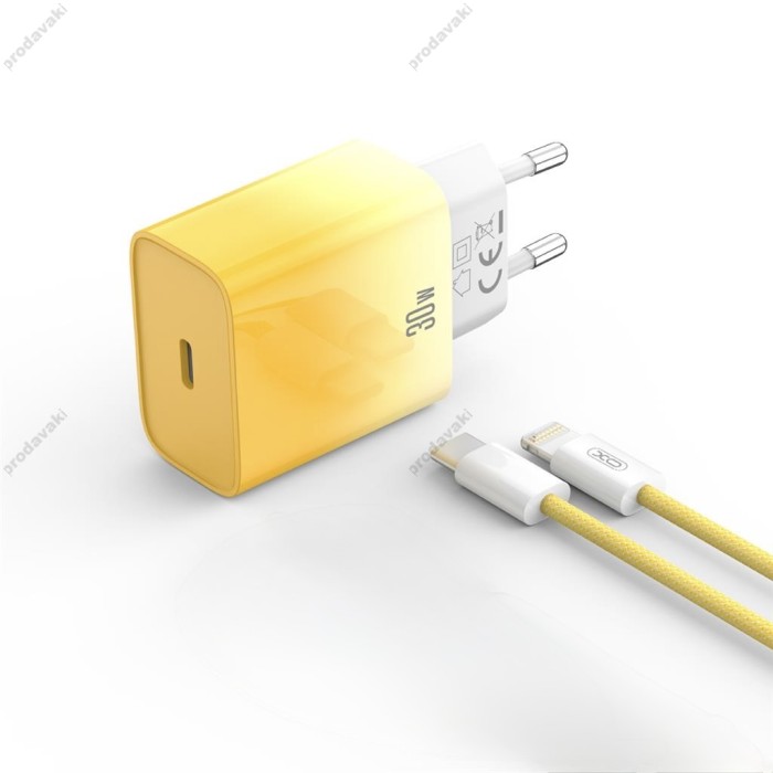 Мережевий зарядний пристрій XO CE18 cable Lightning 30W Yellow