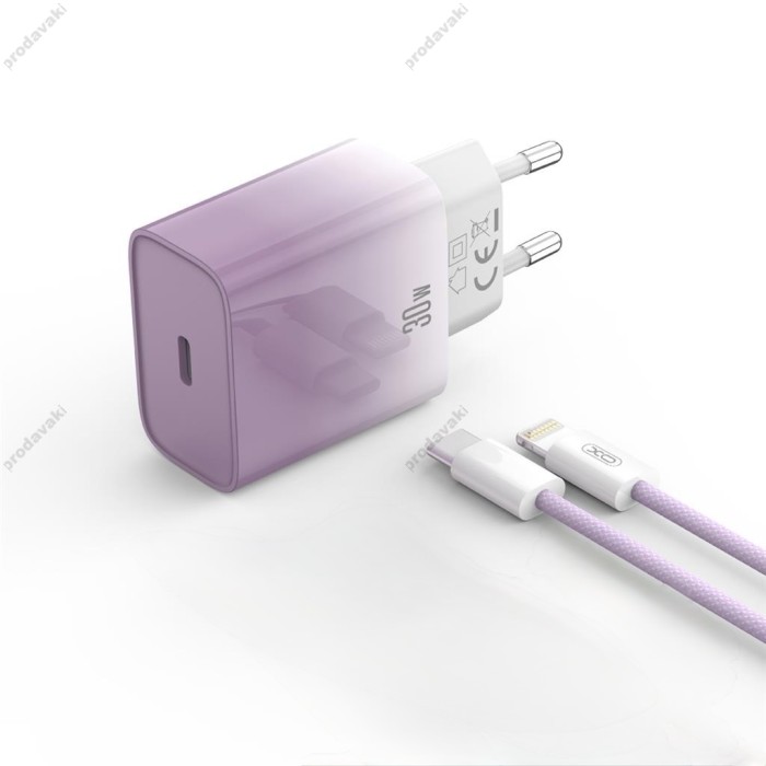 Мережевий зарядний пристрій XO CE18 cable Lightning 30W Purple