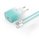 Мережевий зарядний пристрій XO CE18 cable Lightning 30W Blue