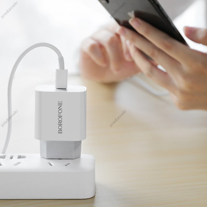 Мережевий зарядний пристрій BOROFONE BA38A Plus Speedy Type-C-Lightning Cable 20W White