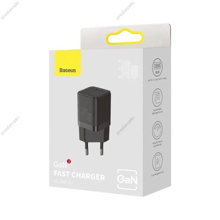 Мережевий зарядний пристрій Baseus GAN3 Fast Charger 1C EU 30W Black CCGN010101