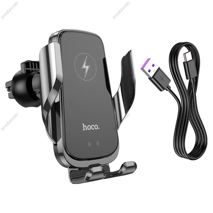 Автомобільний тримач із бездротовою зарядкою Hoco CA202 Enlightener infrared induction wireless 15W Black
