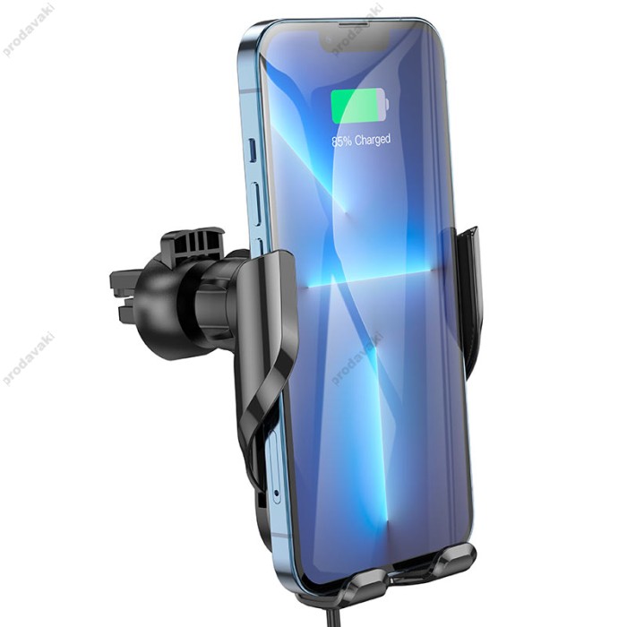 Автомобільний тримач із бездротовою зарядкою Hoco CA202 Enlightener infrared induction wireless 15W Black