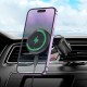 Автомобільний тримач із бездротовою зарядкою Hoco HW6 Vision metal magnetic wireless (air outlet) Black