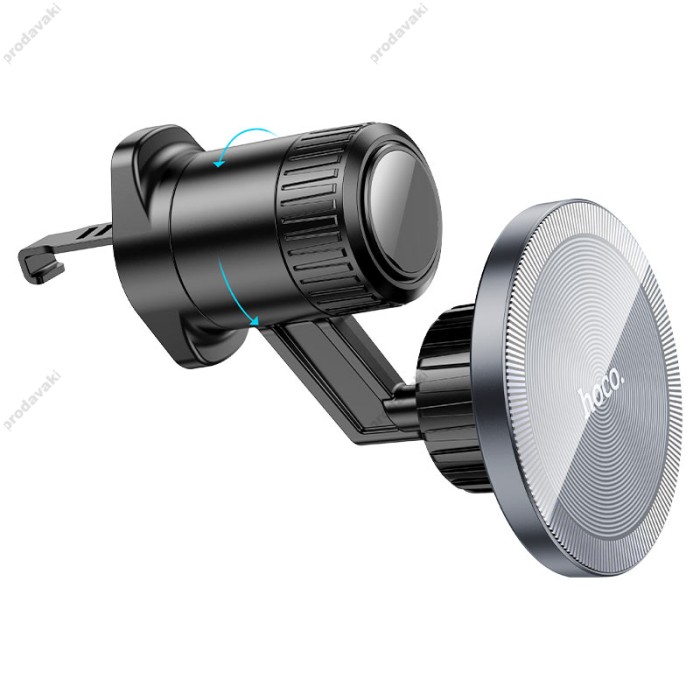 Автомобільний тримач із бездротовою зарядкою Hoco H23 Alma metal ring magnetic car holder (air outlet) Black