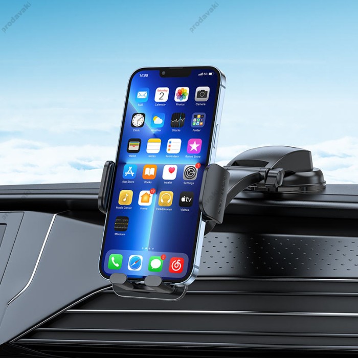 Автомобільний тримач Hoco CA118 Delicate press type center console car holder Space Black