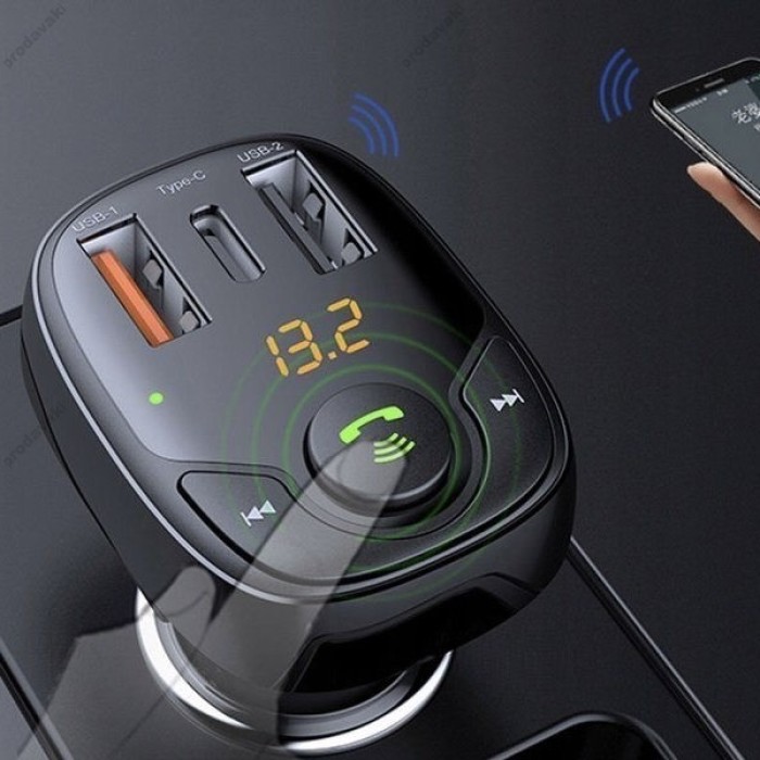 FM трансмітер ROCK B301 Bluetooth чорний