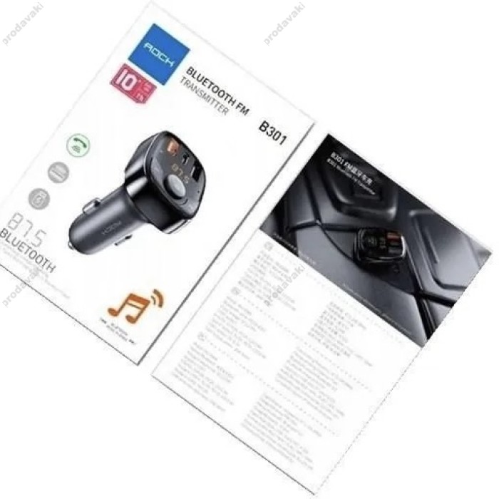 FM трансмітер ROCK B301 Bluetooth чорний