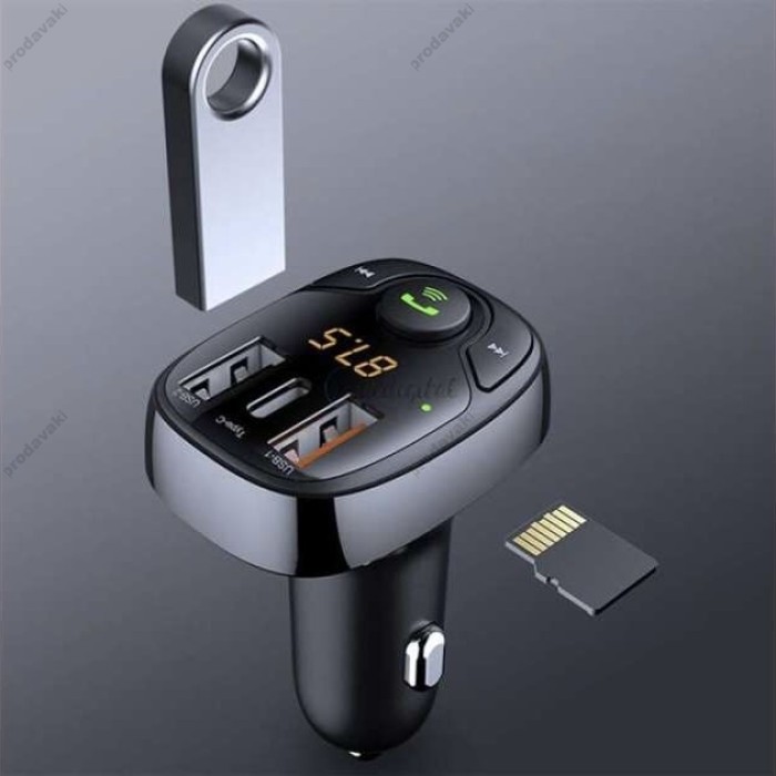 FM трансмітер ROCK B301 Bluetooth чорний