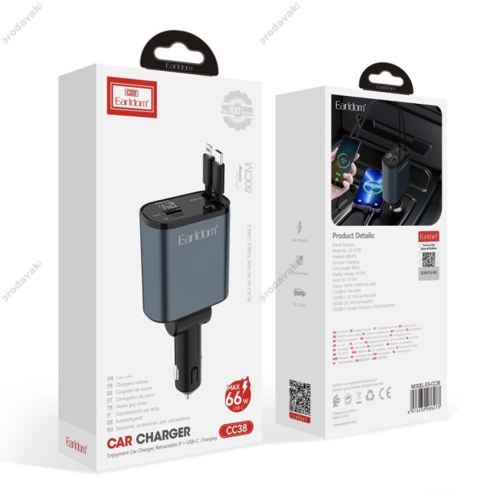 Автомобільний зарядний пристрій Earldom ES-CC38 66W Black